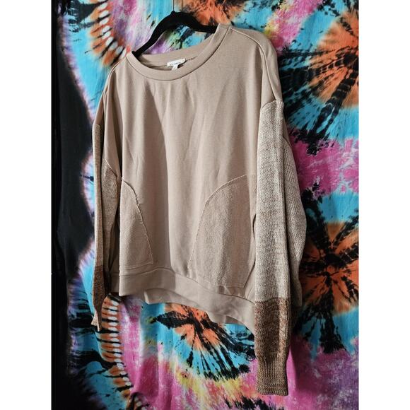 Blu Pepper Colorblock Womens Sweater Outside Seams Gray Cream Tan Size Large - Picture 3 of 8